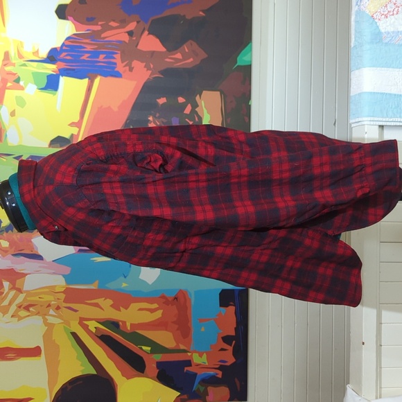 Vintage red plaid Pendleton wool button down shirt size large - Picture 5 of 9